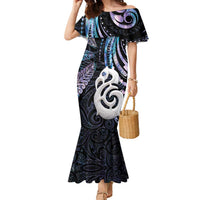 New Zealand Aotearoa Family Matching Mermaid Dress and Hawaiian Shirt Maori Hei Manaia Purple Paua Shell DT04 Mom's Dress Purple - Polynesian Pride