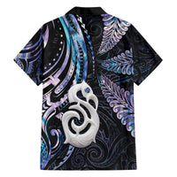 New Zealand Aotearoa Family Matching Off The Shoulder Long Sleeve Dress and Hawaiian Shirt Maori Hei Manaia Purple Paua Shell DT04 - Polynesian Pride