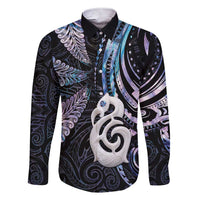 New Zealand Aotearoa Family Matching Short Sleeve Bodycon Dress and Hawaiian Shirt Maori Hei Manaia Purple Paua Shell DT04 Dad's Shirt - Long Sleeve Purple - Polynesian Pride
