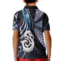 New Zealand Aotearoa Kid Polo Shirt Maori Hei Manaia Purple Paua Shell DT04 - Polynesian Pride