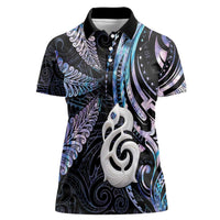 New Zealand Aotearoa Women Polo Shirt Maori Hei Manaia Purple Paua Shell DT04 Female Purple - Polynesian Pride