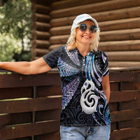 New Zealand Aotearoa Women Polo Shirt Maori Hei Manaia Purple Paua Shell DT04 - Polynesian Pride