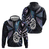 New Zealand Aotearoa Zip Hoodie Maori Hei Manaia Purple Paua Shell DT04 - Polynesian Pride
