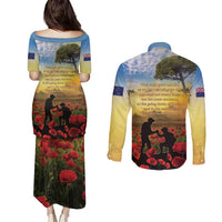 New Zealand ANZAC Day Couples Matching Puletasi and Long Sleeve Button Shirt The Ode Remembrance And Poppy DT04 - Polynesian Pride