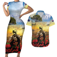 New Zealand ANZAC Day Couples Matching Short Sleeve Bodycon Dress and Hawaiian Shirt The Ode Remembrance And Poppy DT04 Yellow - Polynesian Pride