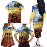 New Zealand ANZAC Day Family Matching Off The Shoulder Long Sleeve Dress and Hawaiian Shirt The Ode Remembrance And Poppy DT04 - Polynesian Pride