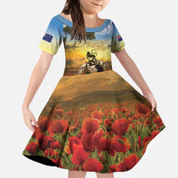 New Zealand ANZAC Day Family Matching Puletasi and Hawaiian Shirt The Ode Remembrance And Poppy DT04 Daughter's Dress Yellow - Polynesian Pride