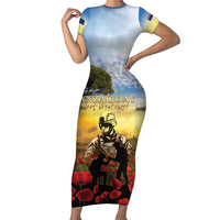 New Zealand ANZAC Day Family Matching Short Sleeve Bodycon Dress and Hawaiian Shirt The Ode Remembrance And Poppy DT04 Mom's Dress Yellow - Polynesian Pride