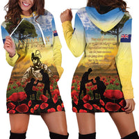New Zealand ANZAC Day Hoodie Dress The Ode Remembrance And Poppy DT04 - Polynesian Pride