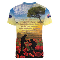 New Zealand ANZAC Day Women V-Neck T-Shirt The Ode Remembrance And Poppy DT04 - Polynesian Pride