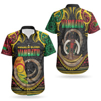 Vanuatu Language Week Couples Matching Mermaid Dress and Hawaiian Shirt Boar Tusk Warrior Tribal Floral Pattern