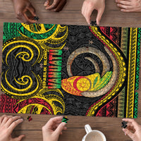 Vanuatu Language Week Puzzle Boar Tusk Warrior Tribal Floral Pattern