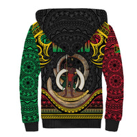 Vanuatu Language Week Sherpa Hoodie Boar Tusk Warrior Tribal Floral Pattern