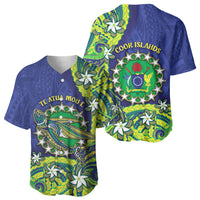 Cook Islands Language Week Baseball Jersey Flying Fish 15 Stars Tribal Patterns
