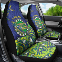 Cook Islands Language Week Car Seat Cover Flying Fish 15 Stars Tribal Patterns