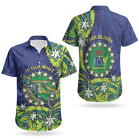 Cook Islands Language Week Couples Matching Tank Maxi Dress and Hawaiian Shirt Flying Fish 15 Stars Tribal Patterns
