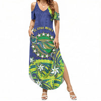 Cook Islands Language Week Summer Maxi Dress Flying Fish 15 Stars Tribal Patterns