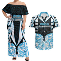 Custom Aotearoa Ngati Kahungunu Couples Matching Off Shoulder Maxi Dress and Hawaiian Shirt New Zealand Traditional Maori Pattern