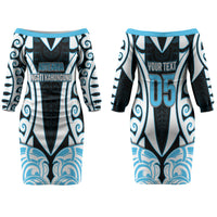 Custom Aotearoa Ngati Kahungunu Couples Matching Off The Shoulder Long Sleeve Dress and Long Sleeve Button Shirt New Zealand Traditional Maori Pattern