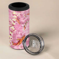 Pink Palaka Hawaiian And Japanese 4 in 1 Can Cooler Tumbler Sakura Lei With Koi Fish DT05 - Polynesian Pride
