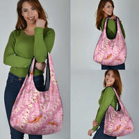 Pink Palaka Hawaiian And Japanese Grocery Bag Sakura Lei With Koi Fish - Polynesian Pride
