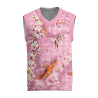 Pink Palaka Hawaiian And Japanese Christmas Knitted V-Neck Vest Sakura Lei With Koi Fish DT05 Pink - Polynesian Pride