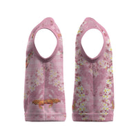 Pink Palaka Hawaiian And Japanese Christmas Knitted V-Neck Vest Sakura Lei With Koi Fish DT05 - Polynesian Pride