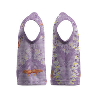 Purple Palaka Hawaiian And Japanese Christmas Knitted V-Neck Vest Sakura Lei With Koi Fish DT05 - Polynesian Pride