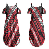 Personalised Aotearoa Te Arawa Couples Matching Summer Maxi Dress and Long Sleeve Button Shirt New Zealand Maori Tribal Fern Pattern