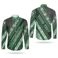 Personalised Aotearoa Ngati Maniapoto Couples Matching Long Sleeve Bodycon Dress and Long Sleeve Button Shirt New Zealand Maori Tribal Fern Pattern