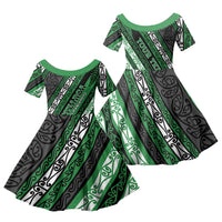 Personalised Aotearoa Ngati Maniapoto Family Matching Summer Maxi Dress and Hawaiian Shirt New Zealand Maori Tribal Fern Pattern
