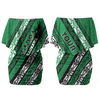 Personalised Aotearoa Ngati Raukawa Couples Matching Off Shoulder Short Dress and Hawaiian Shirt New Zealand Maori Tribal Fern Pattern