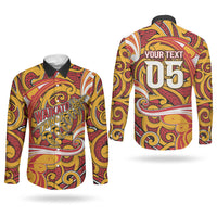 Custom Aotearoa Waikato Tainui Couples Matching Mermaid Dress and Long Sleeve Button Shirt Maori Tribal Pattern Koru Motif