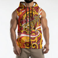 Custom Aotearoa Waikato Tainui Sleeveless Zip Hoodie Maori Tribal Pattern Koru Motif