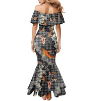 Black Palaka Hawaiian And Japanese Family Matching Mermaid Dress and Hawaiian Shirt Sakura Lei With Koi Fish DT05 - Polynesian Pride
