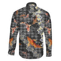 Black Palaka Hawaiian And Japanese Family Matching Short Sleeve Bodycon Dress and Hawaiian Shirt Sakura Lei With Koi Fish DT05 - Polynesian Pride