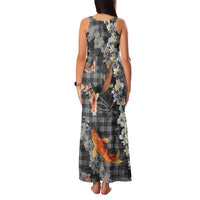 Black Palaka Hawaiian And Japanese Family Matching Tank Maxi Dress and Hawaiian Shirt Sakura Lei With Koi Fish DT05 - Polynesian Pride