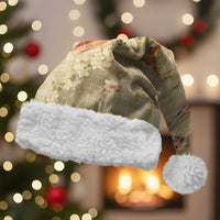 Beige Palaka Hawaiian And Japanese Christmas Santa Hat Sakura Lei With Koi Fish - Polynesian Pride