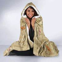 Beige Palaka Hawaiian And Japanese Hooded Blanket Sakura Lei With Koi Fish - Polynesian Pride