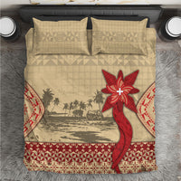 Tonga Language Week Bedding Set Tribal Cross Ngatu Floral Pattern DT05 Red - Polynesian Pride