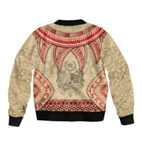 Tonga Language Week Bomber Jacket Tribal Cross Ngatu Floral Pattern DT05 - Polynesian Pride