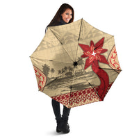 Tonga Language Week Umbrella Tribal Cross Ngatu Floral Pattern DT05 - Polynesian Pride