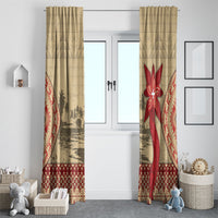 Tonga Language Week Window Curtain Tribal Cross Ngatu Floral Pattern DT05 - Polynesian Pride
