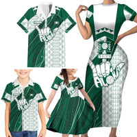 Custom Hawaii Volleyball Family Matching Short Sleeve Bodycon Dress and Hawaiian Shirt Shaka Aloha Hand DT05 - Polynesian Pride