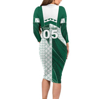 Custom Hawaii Volleyball Long Sleeve Bodycon Dress Shaka Aloha Hand