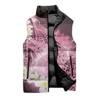 Piko Hawaiian Sleeveless Puffer Jacket Pink Galaxy Spiral Plumeria Tribal Patterns DT05 - Polynesian Pride