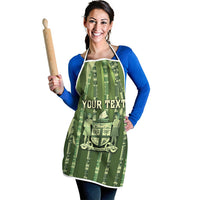 Personalised Fiji Language Week Sugarcane Masi Apron Green Tapa Tribal Pattern DT05 - Polynesian Pride
