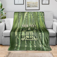 Personalised Fiji Language Week Sugarcane Masi Blanket Green Tapa Tribal Pattern DT05 - Polynesian Pride