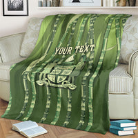 Personalised Fiji Language Week Sugarcane Masi Blanket Green Tapa Tribal Pattern DT05 - Polynesian Pride
