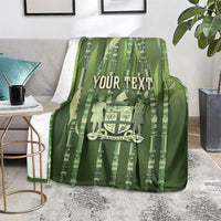 Personalised Fiji Language Week Sugarcane Masi Blanket Green Tapa Tribal Pattern DT05 - Polynesian Pride